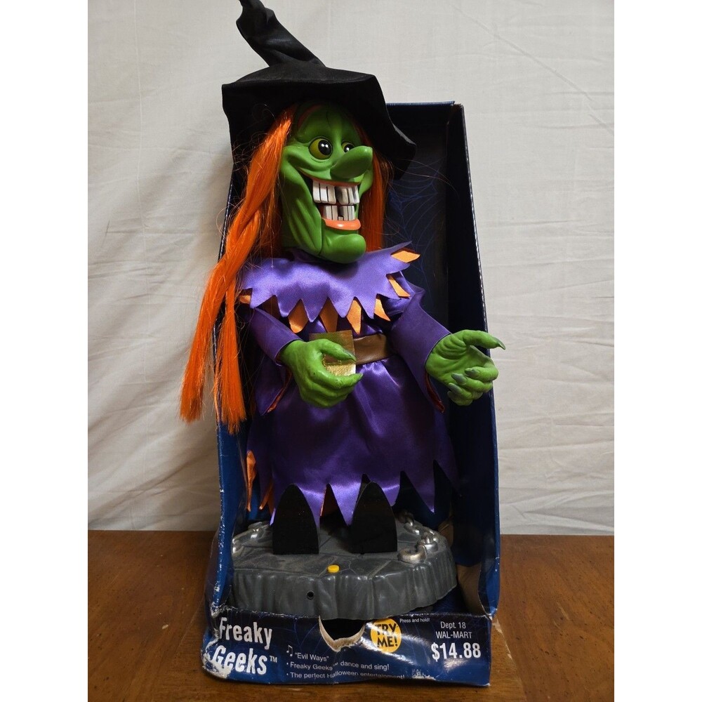 Gemmy Freaky Geeks Witch Animated Sings Evil Ways 18" 2004 In Box NIB NEW